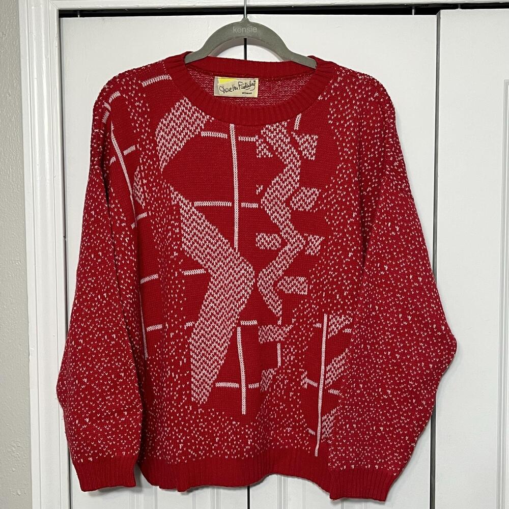 Vintage Diane Von Furstenberg Sweater Womens 2X pullover fair isle Birdseye Knit